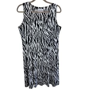 Danny & Nicole Black White Zebra Print Sleeveless Knee Length Sheath Dress Sz 16